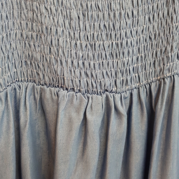 ZAFUL Chambray Smocked Back Mini Cami Dress in Light Blue - Picture 10 of 14